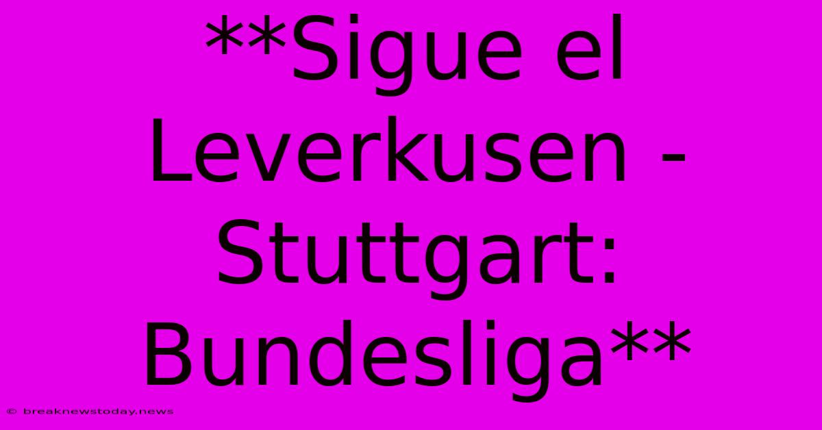 **Sigue El Leverkusen - Stuttgart: Bundesliga**