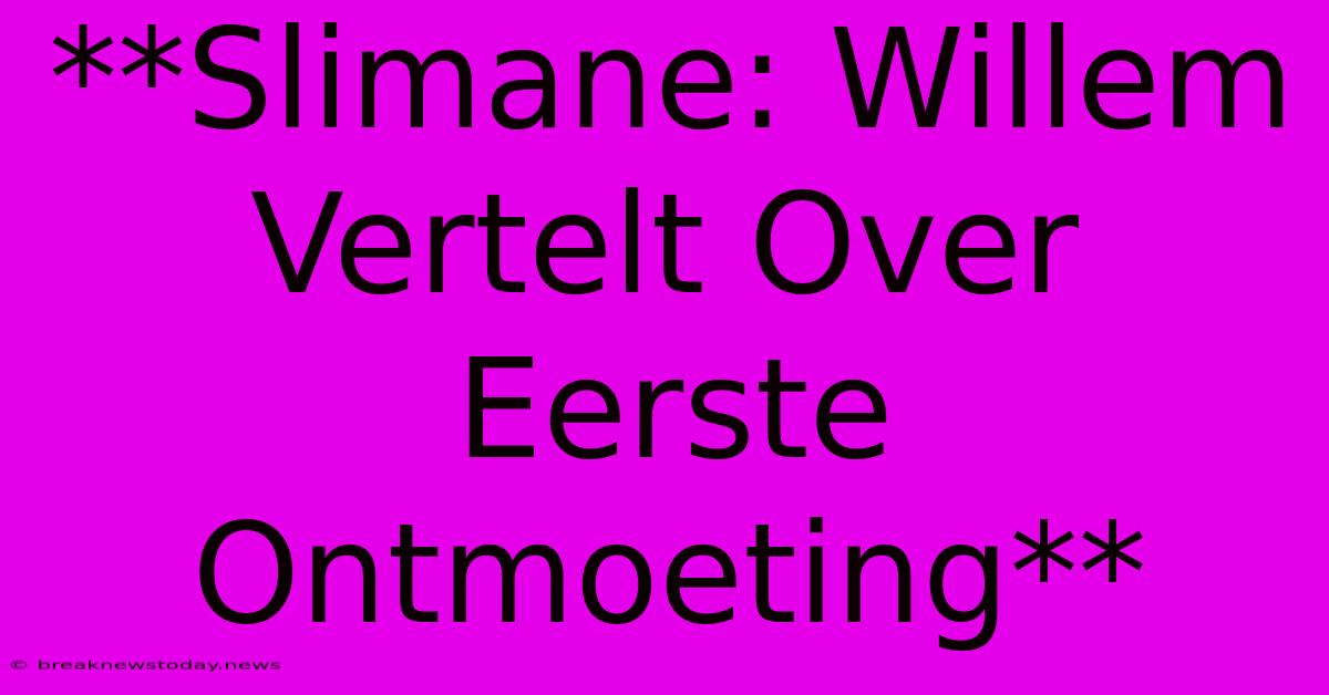 **Slimane: Willem Vertelt Over Eerste Ontmoeting**