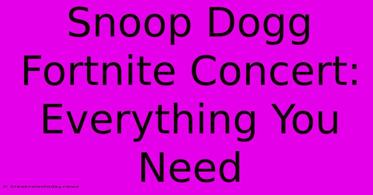 Snoop Dogg Fortnite Concert: Everything You Need 