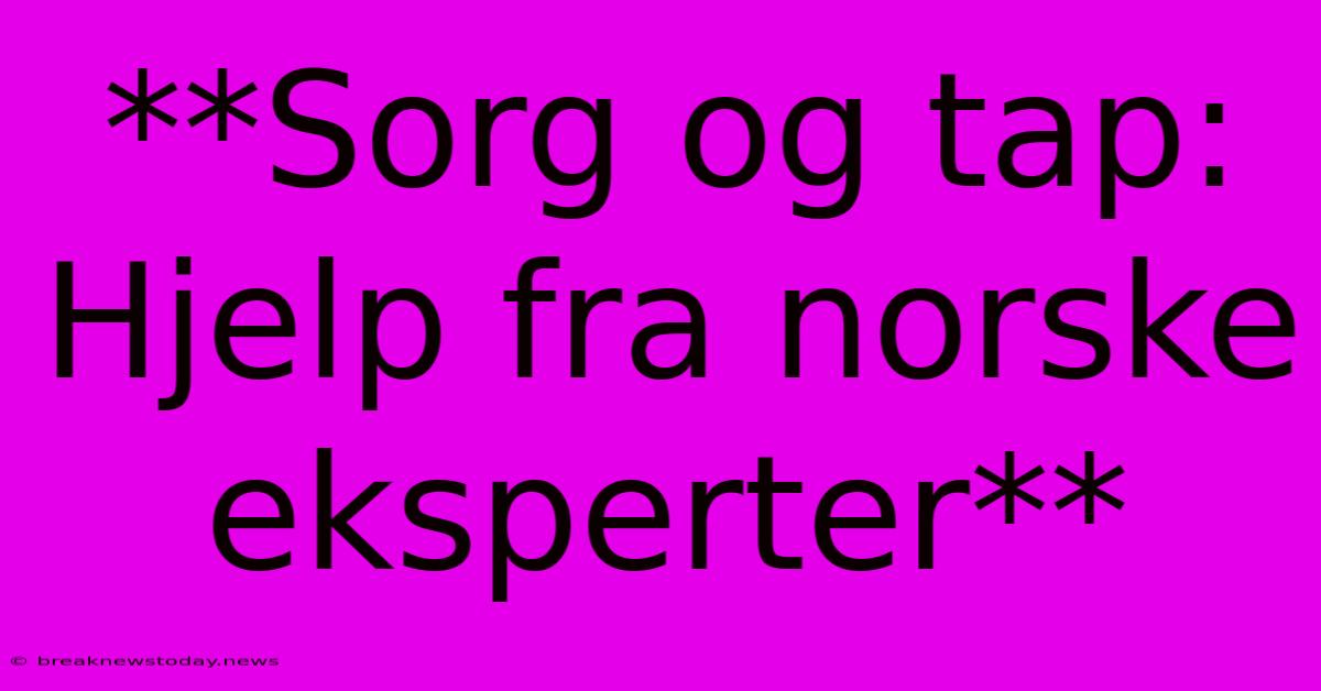 **Sorg Og Tap: Hjelp Fra Norske Eksperter**