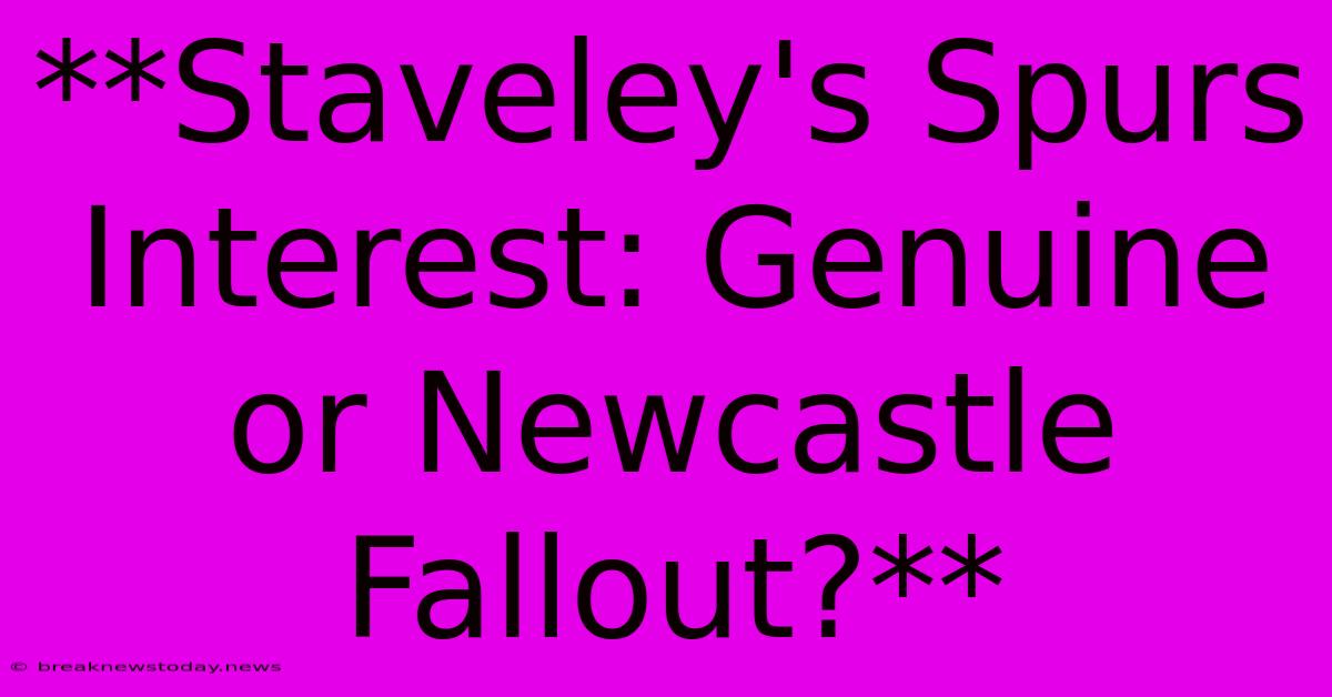 **Staveley's Spurs Interest: Genuine Or Newcastle Fallout?**