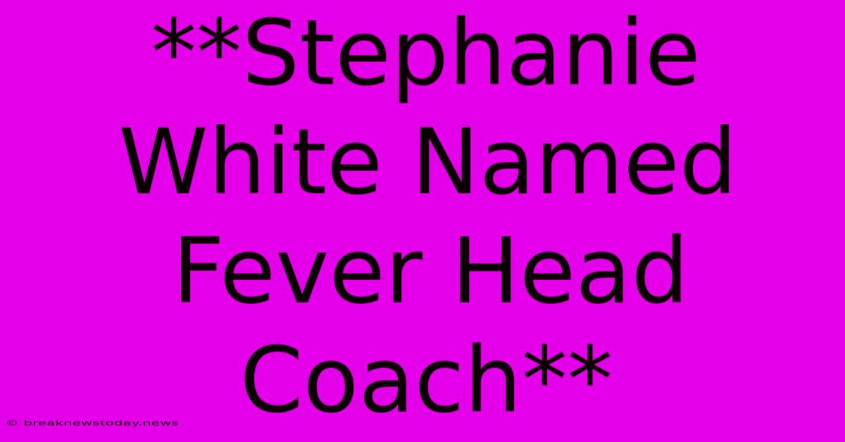 **Stephanie White Named Fever Head Coach**