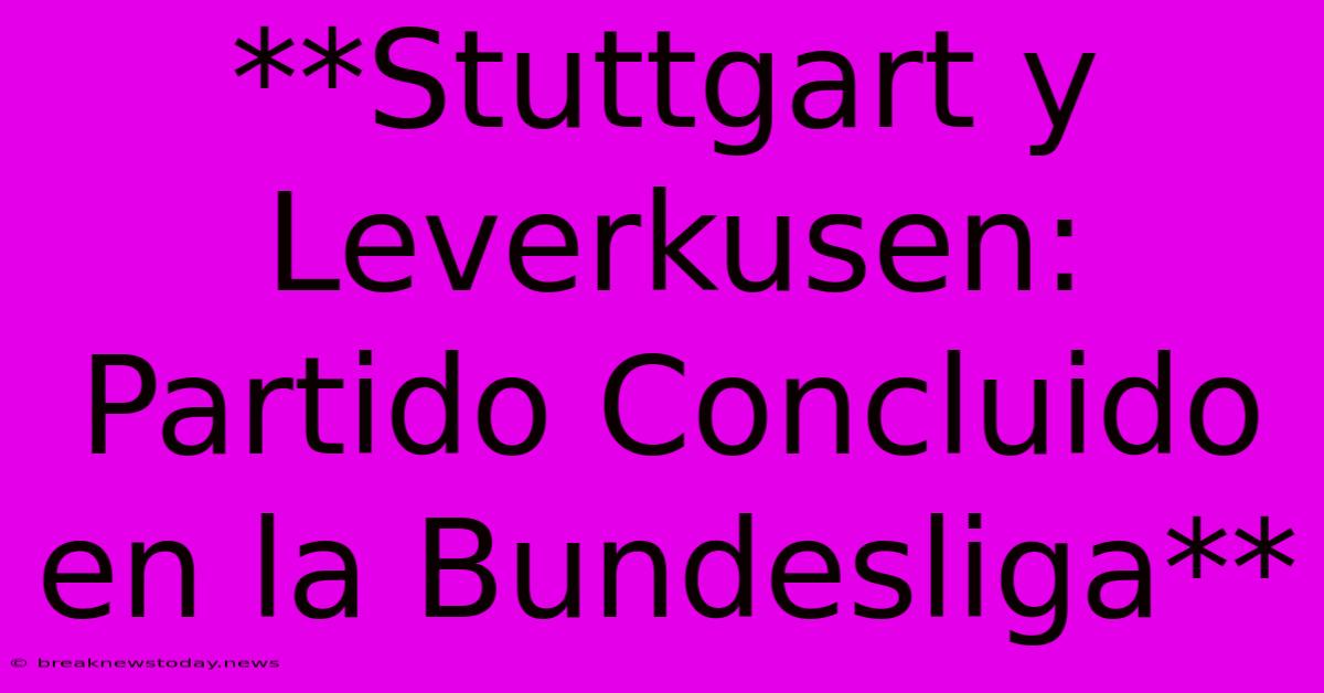 **Stuttgart Y Leverkusen: Partido Concluido En La Bundesliga**