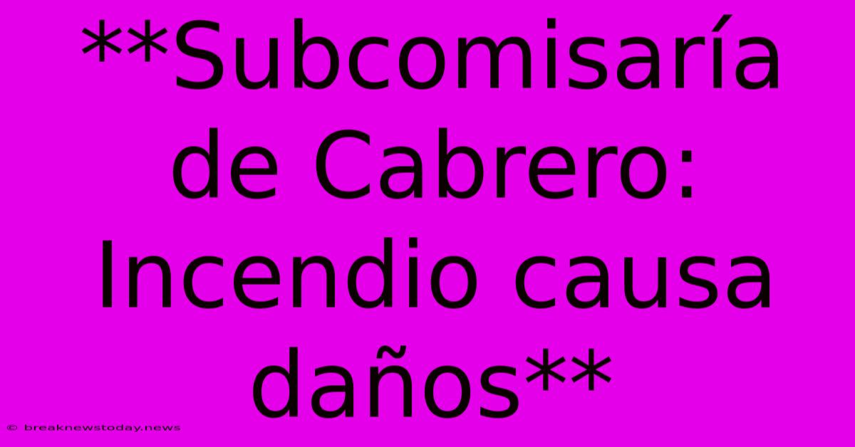 **Subcomisaría De Cabrero: Incendio Causa Daños**