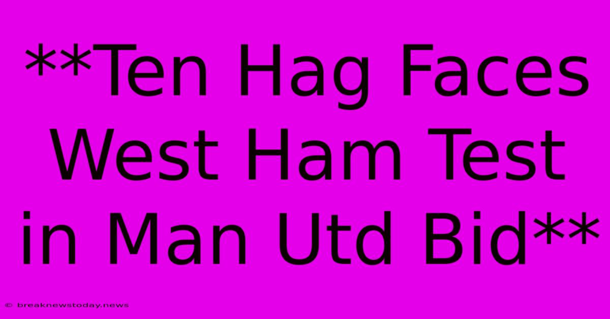 **Ten Hag Faces West Ham Test In Man Utd Bid**