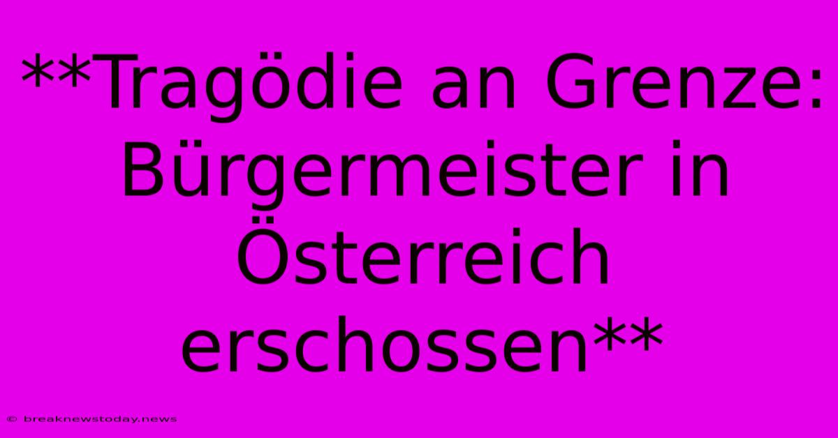 **Tragödie An Grenze: Bürgermeister In Österreich Erschossen** 