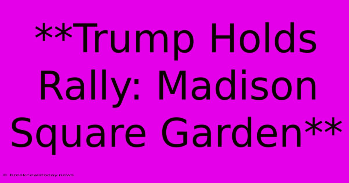 **Trump Holds Rally: Madison Square Garden**