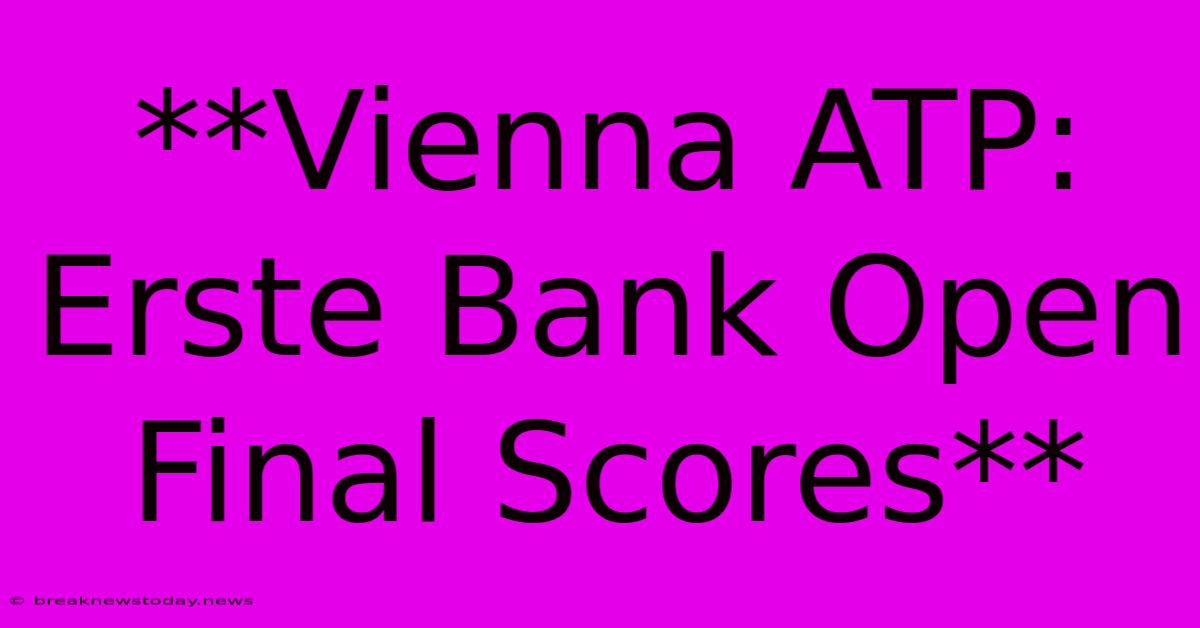 **Vienna ATP: Erste Bank Open Final Scores** 