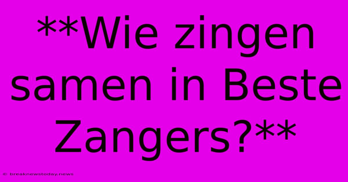 **Wie Zingen Samen In Beste Zangers?**