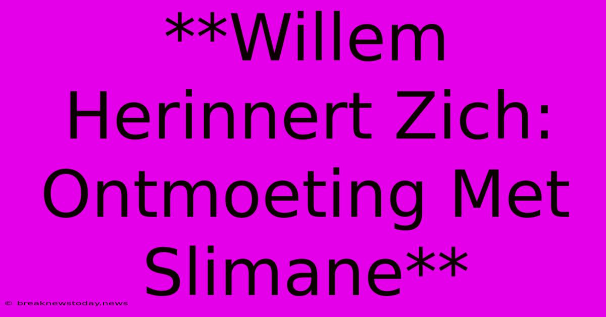 **Willem Herinnert Zich: Ontmoeting Met Slimane**