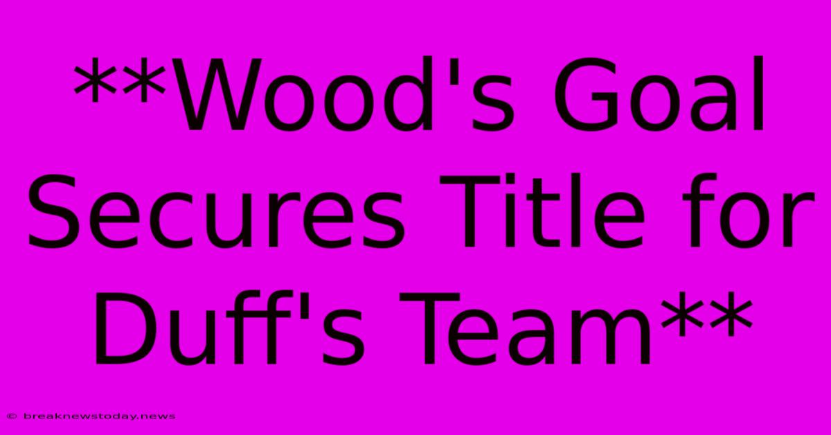 **Wood's Goal Secures Title For Duff's Team**