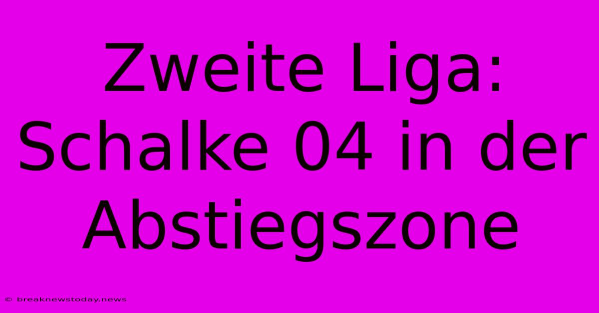 Zweite Liga: Schalke 04 In Der Abstiegszone